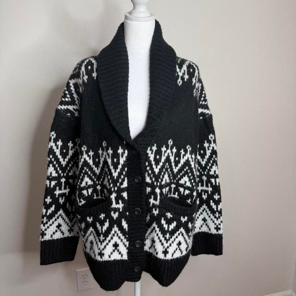 Old Navy Fair Isle‎ Shawl Collar Cardigan Wool blend Sweater | Women's Medium